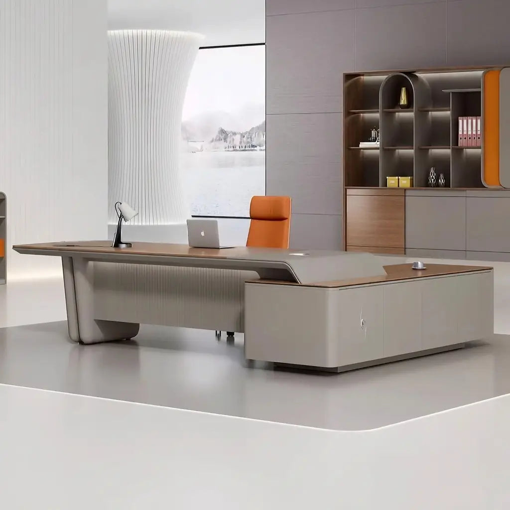 Caster · Modern L-Shaped Executive Desk