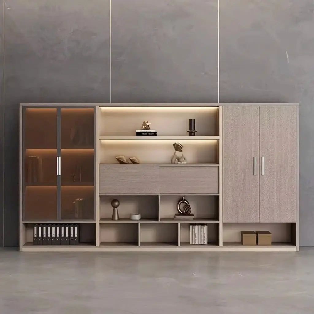 Hartwell · Modern Office Shelves w/ Lighting & Storage