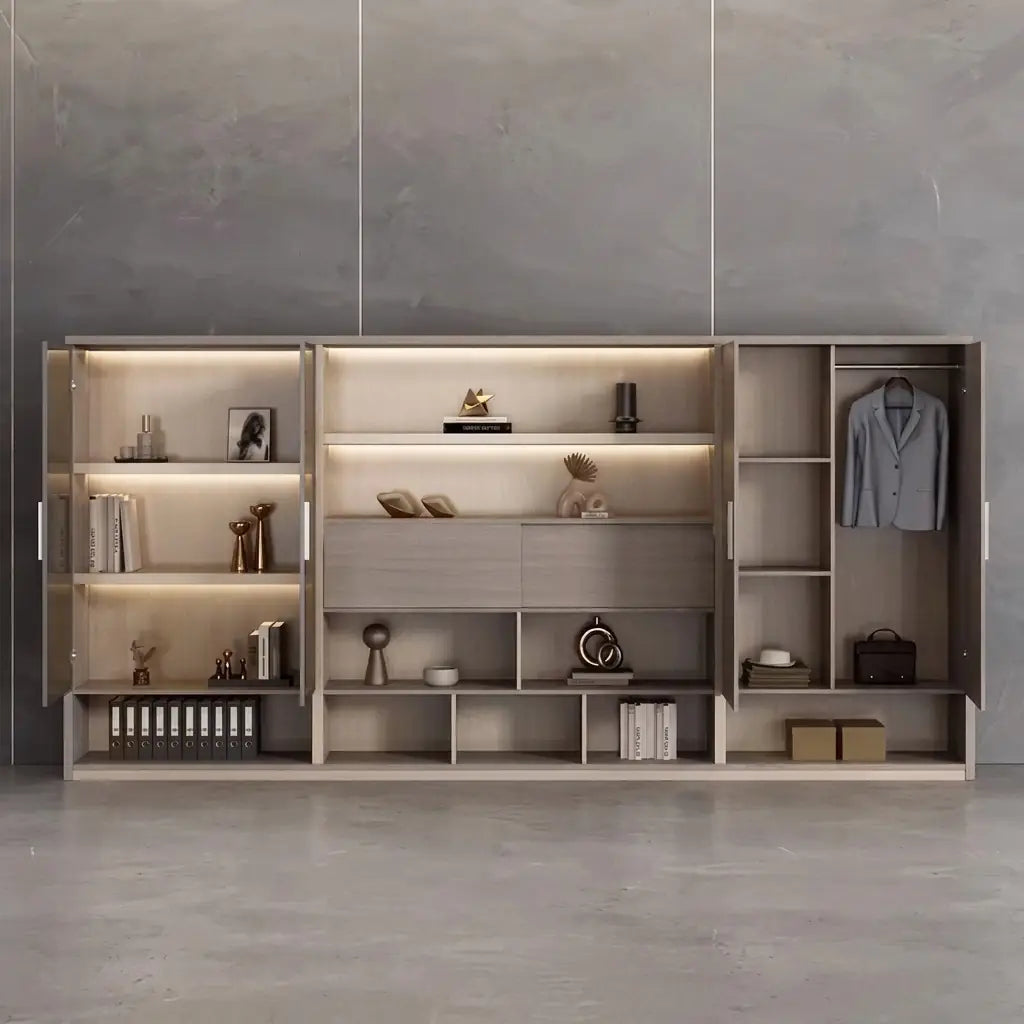 Hartwell · Modern Office Shelves w/ Lighting & Storage