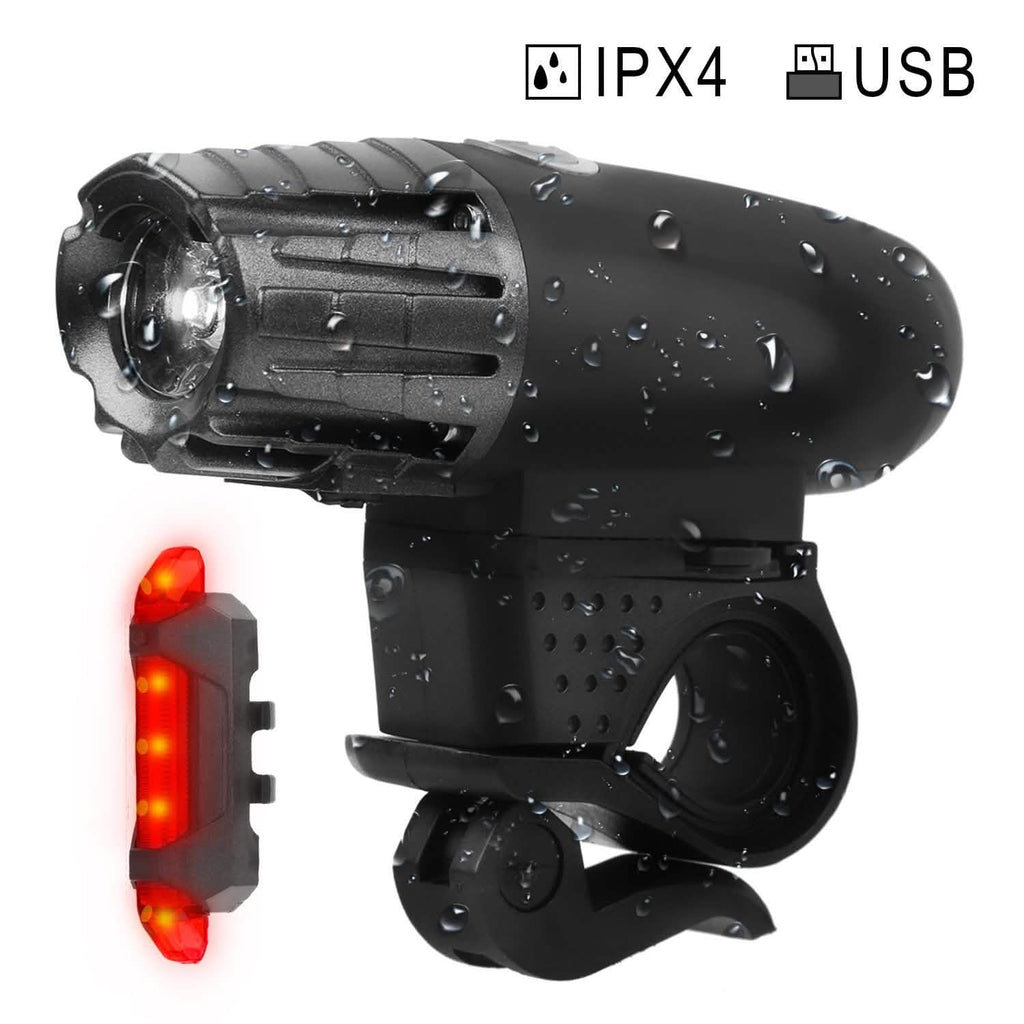 Lampe frontale de vélo iMounTEK résistante à l'eau IPX4 avec lampe LED d'avertissement/de sécurité arrière