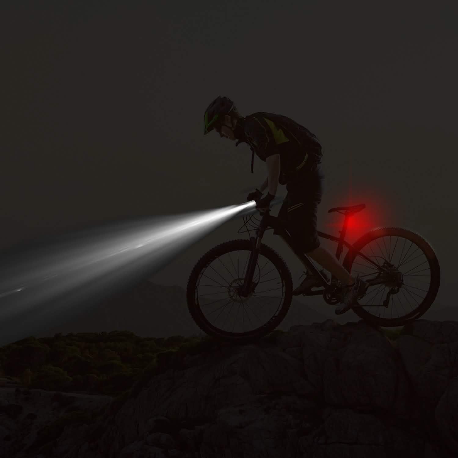 Lampe frontale de vélo iMounTEK résistante à l'eau IPX4 avec lampe LED d'avertissement/de sécurité arrière