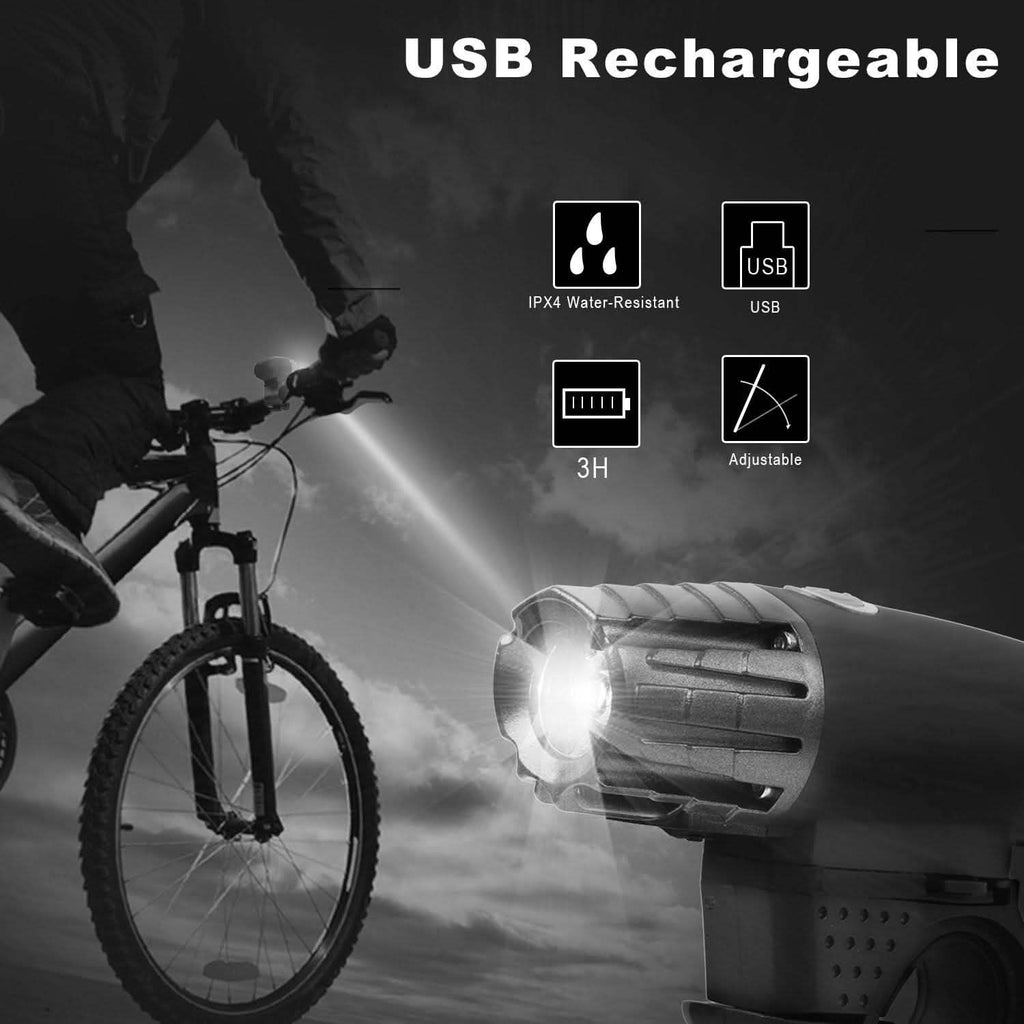 Lampe frontale de vélo iMounTEK résistante à l'eau IPX4 avec lampe LED d'avertissement/de sécurité arrière