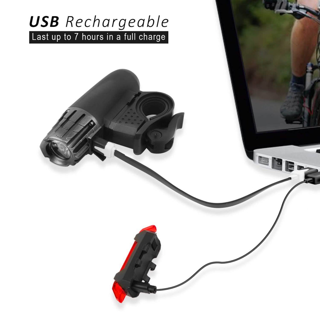 Lampe frontale de vélo iMounTEK résistante à l'eau IPX4 avec lampe LED d'avertissement/de sécurité arrière