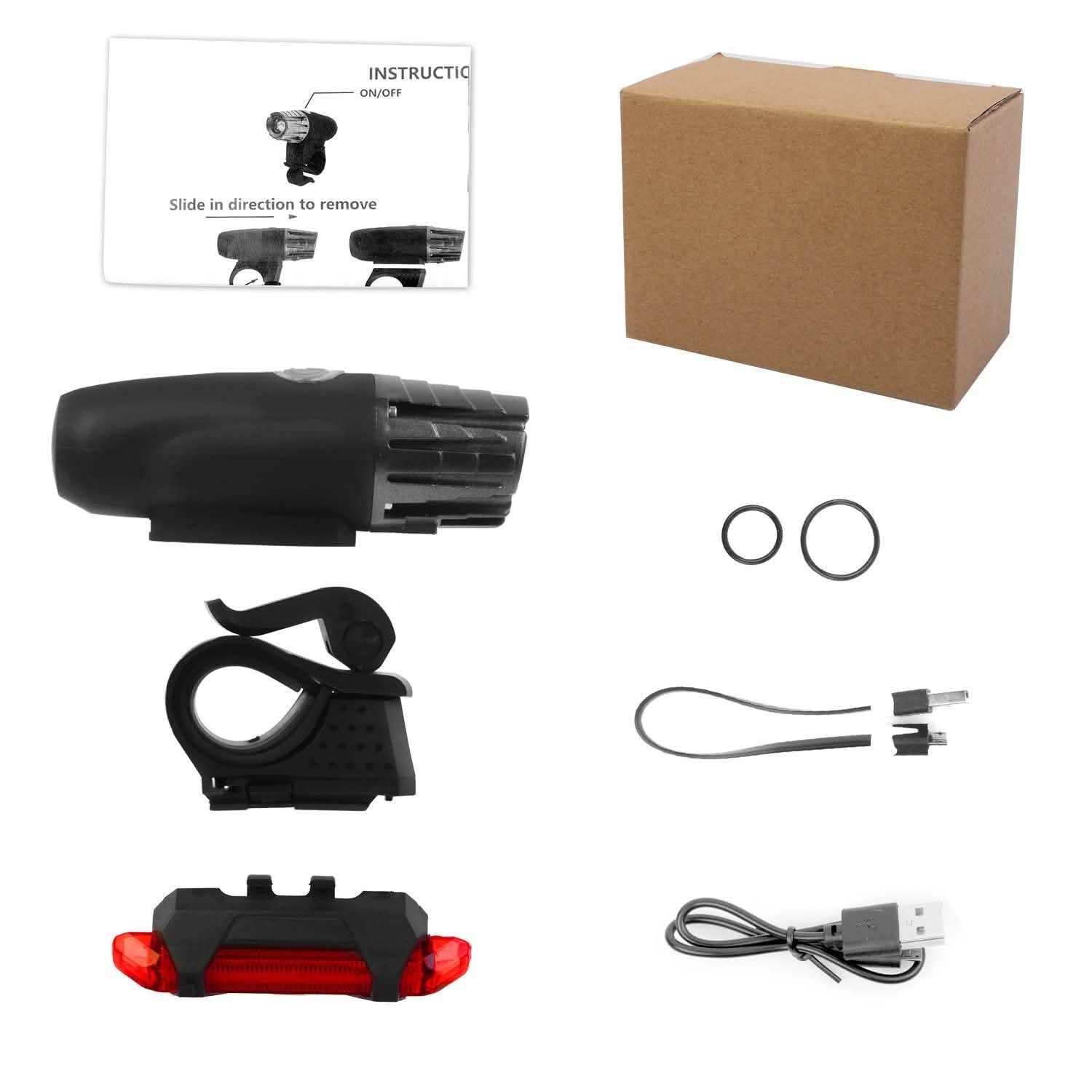 Lampe frontale de vélo iMounTEK résistante à l'eau IPX4 avec lampe LED d'avertissement/de sécurité arrière