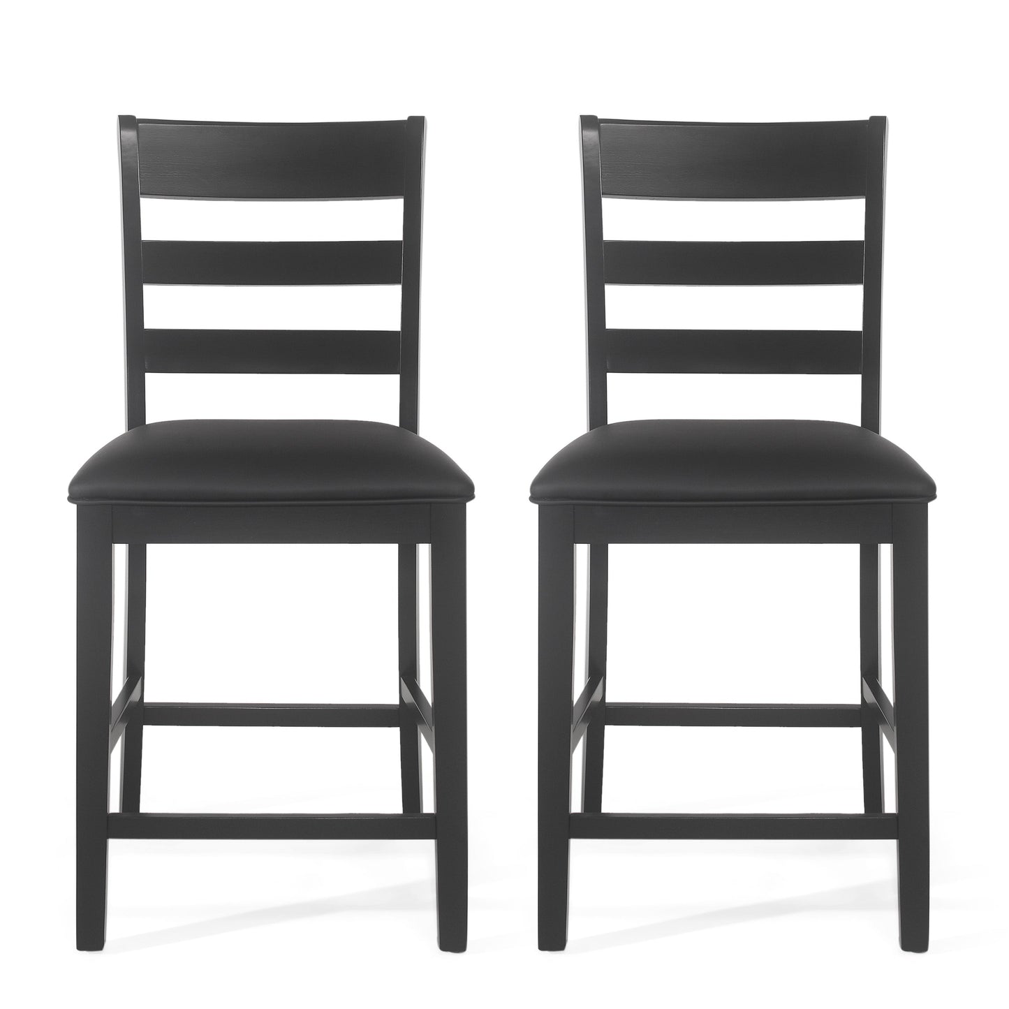 Farmhouse Upholstered Wood Counter Stools (Set of 2)