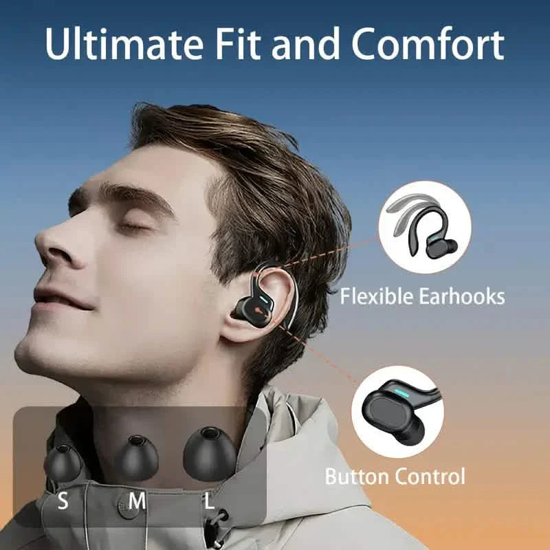 In-Ear Headphones With Noise Cancelling Mic, Sport Earhook & LED Display