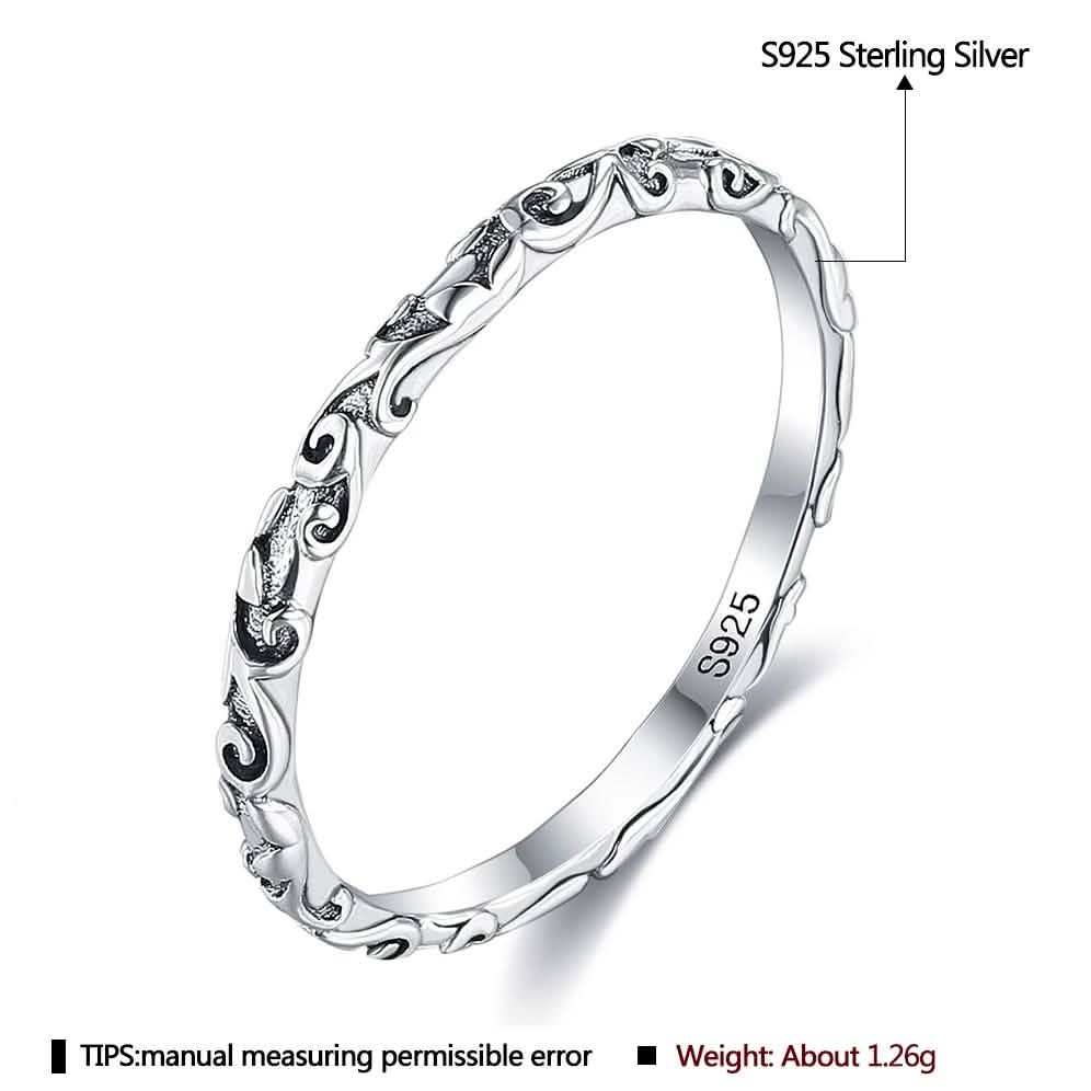INALIS 925 Sterling Silver Ring for Women and Men Engraved Pattern Anniversary Rings