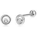 INALIS Fine Silver Stud Earrings Full Clear Cubic Zirconia Star Small Earring