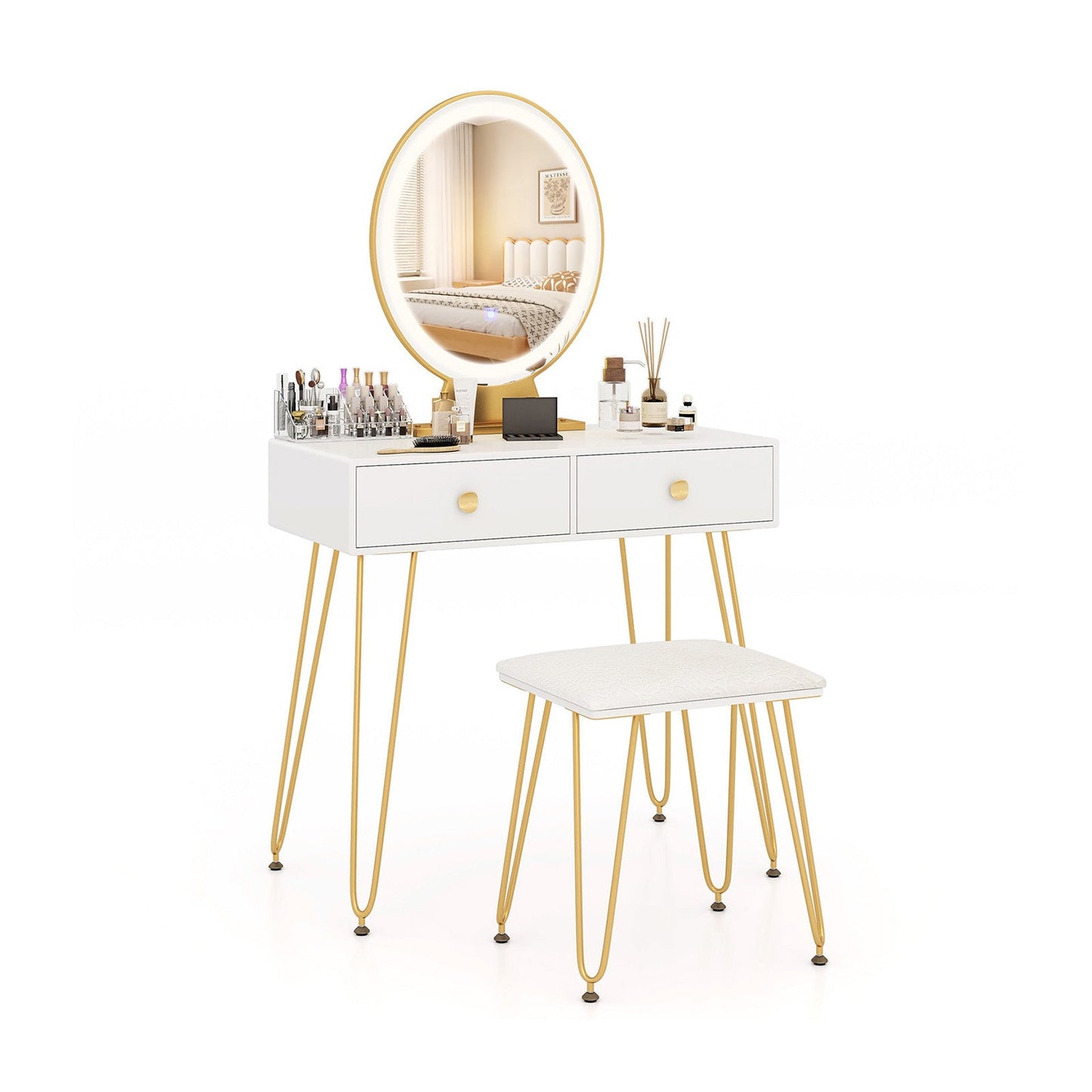 Industrial Makeup Dressing Table with 3 Lighting Modes