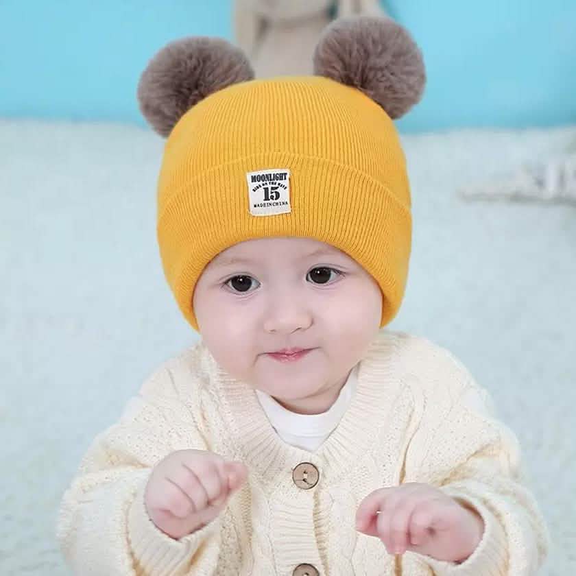 Ensemble bonnet à pompon et écharpe en tricot chaud d'hiver pour bébé