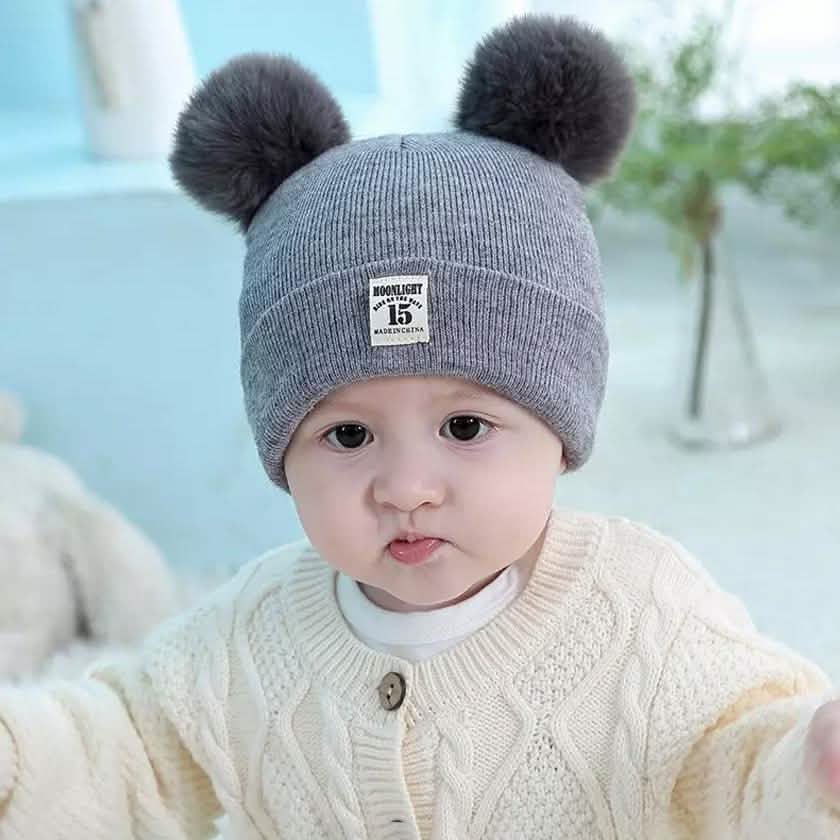Ensemble bonnet à pompon et écharpe en tricot chaud d'hiver pour bébé