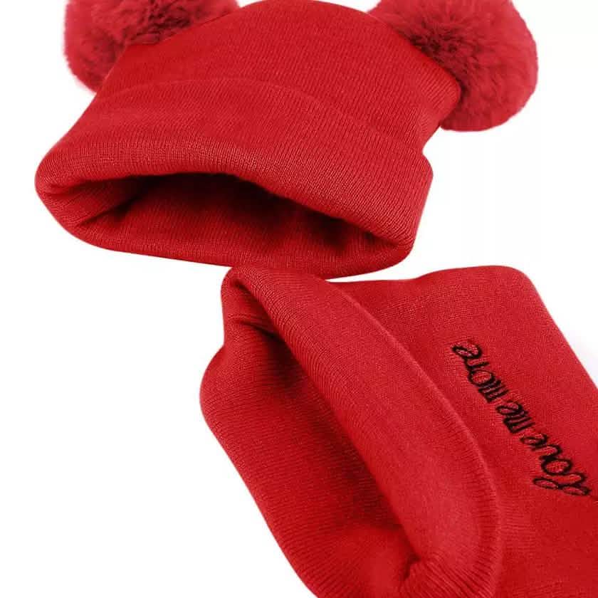 Ensemble bonnet à pompon et écharpe en tricot chaud d'hiver pour bébé
