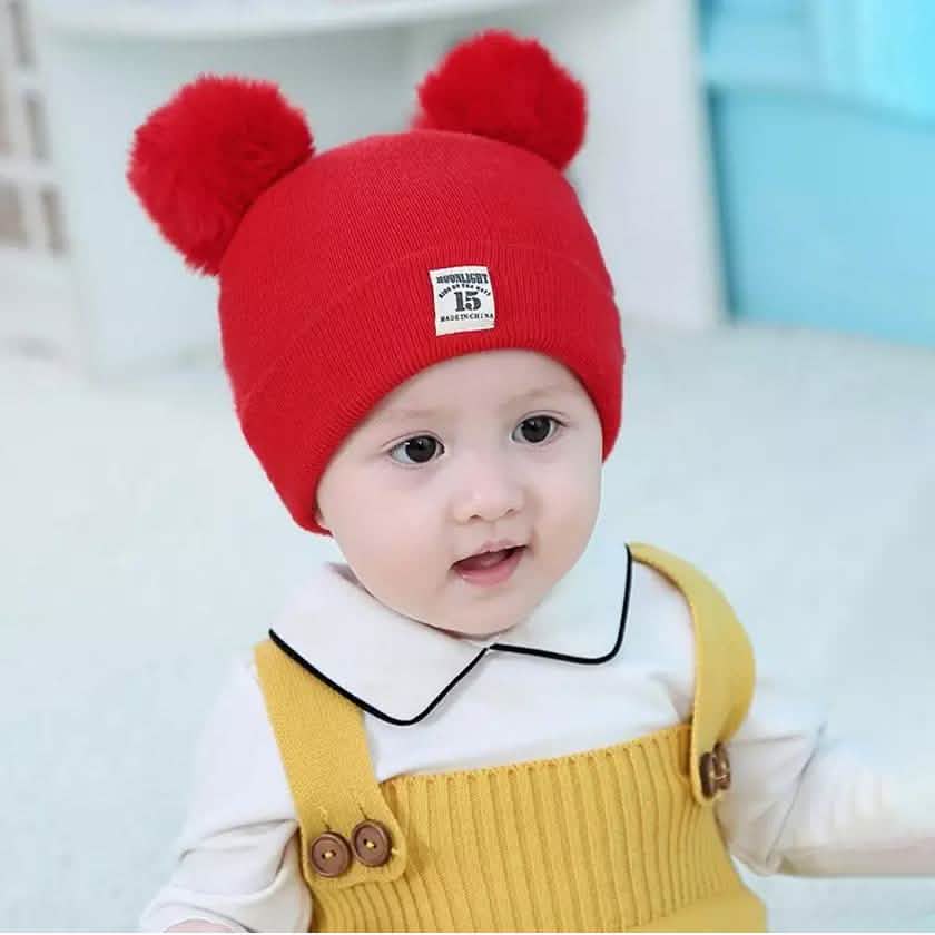 Ensemble bonnet à pompon et écharpe en tricot chaud d'hiver pour bébé