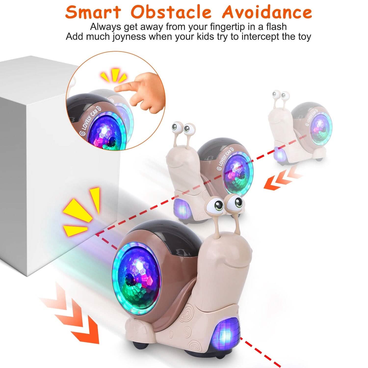 Jouet interactif pour bébé à évitement automatique d'obstacles avec musique