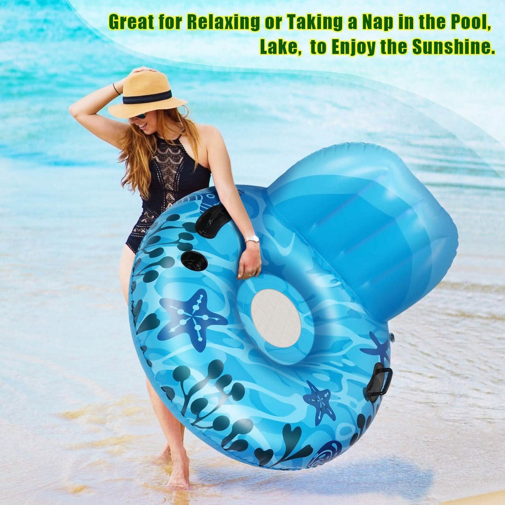 Fauteuil gonflable de piscine avec poignée en caoutchouc et porte-gobelet