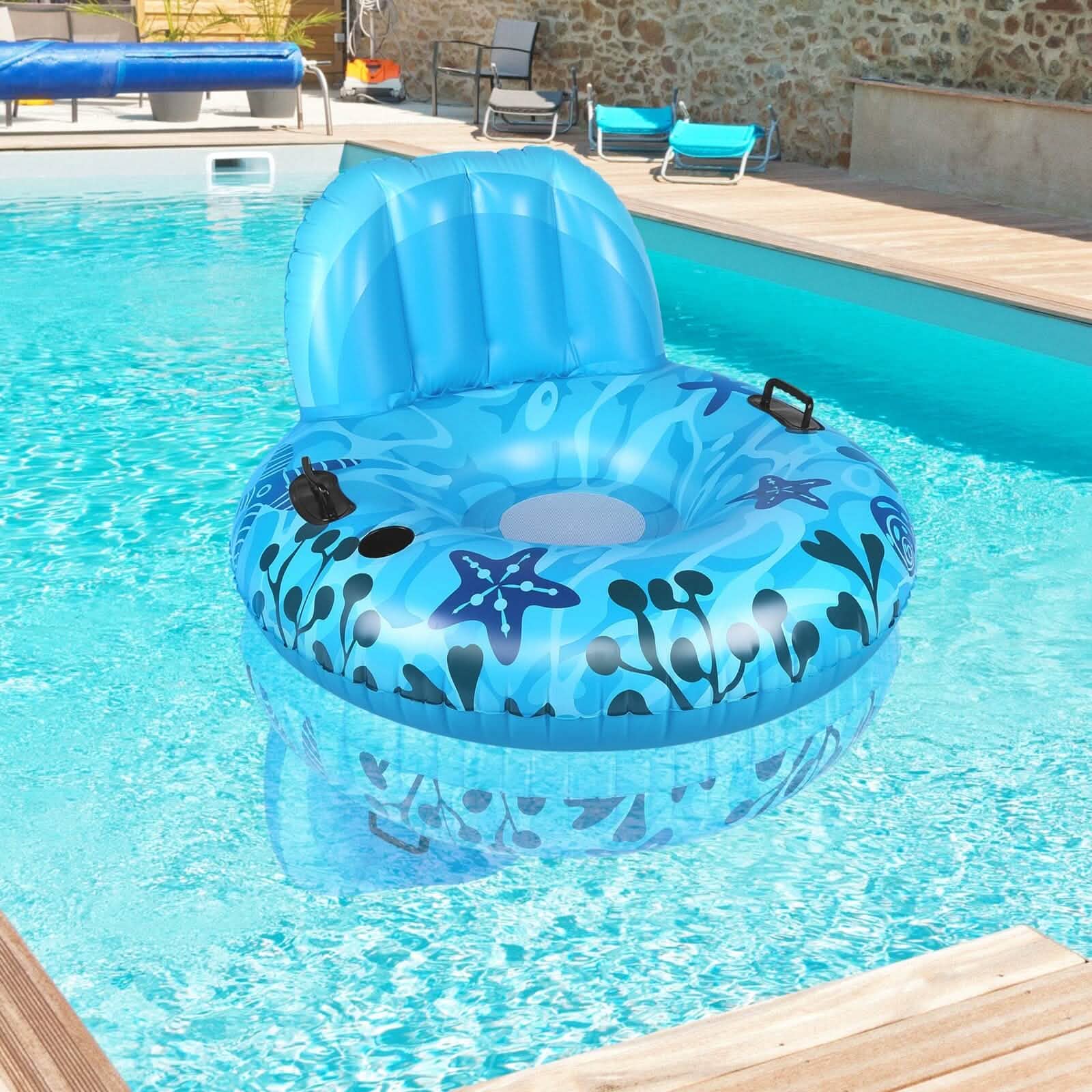 Fauteuil gonflable de piscine avec poignée en caoutchouc et porte-gobelet