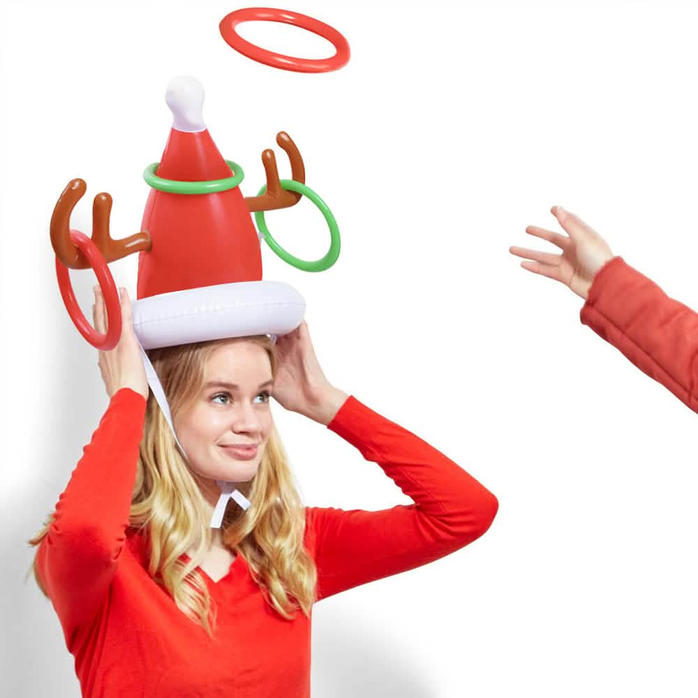 Jeu de lancer d'anneaux sur chapeau renne gonflable