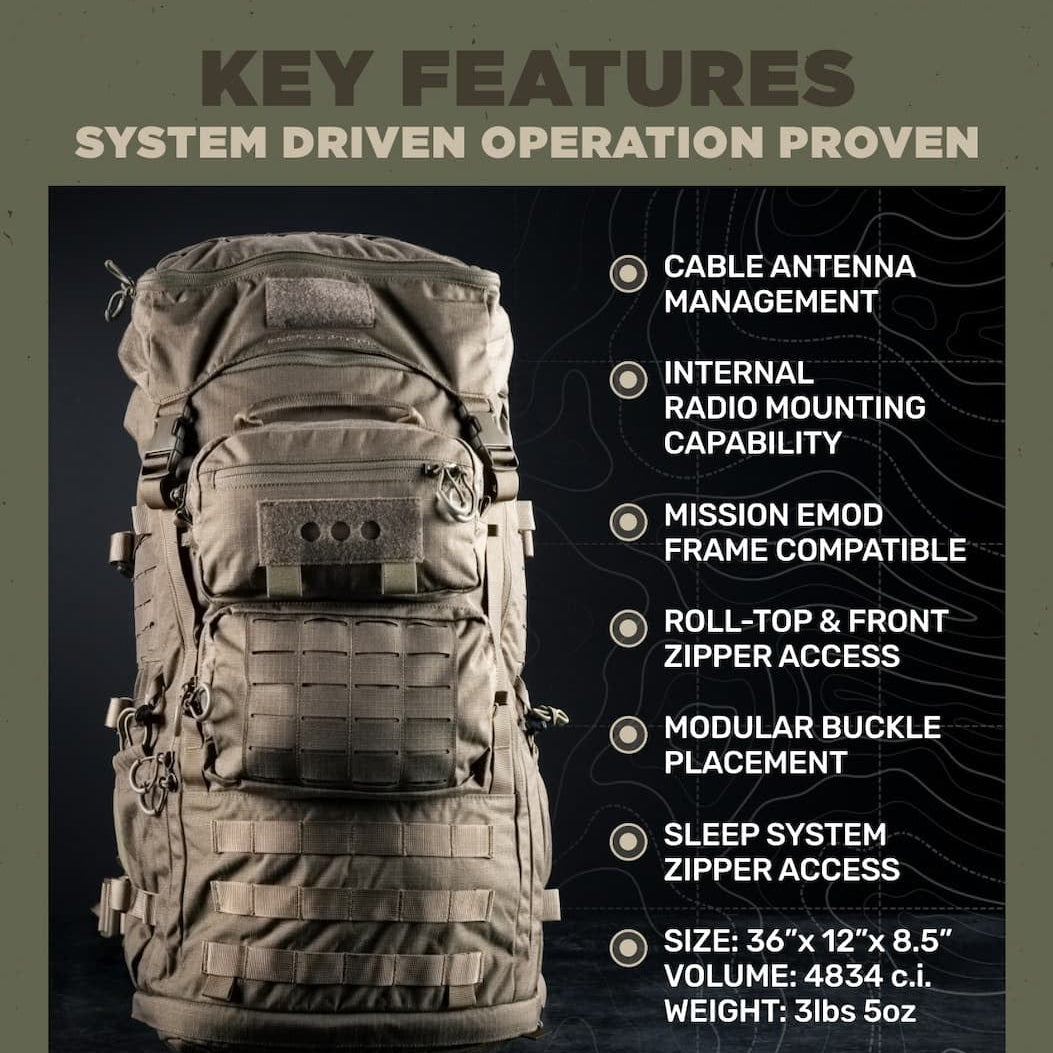Eberlestock Mission Ruck Pack - Massive 80L Capacity & Radio-Ready Cable Routing - Full Modularity for Custom Gear Attachments