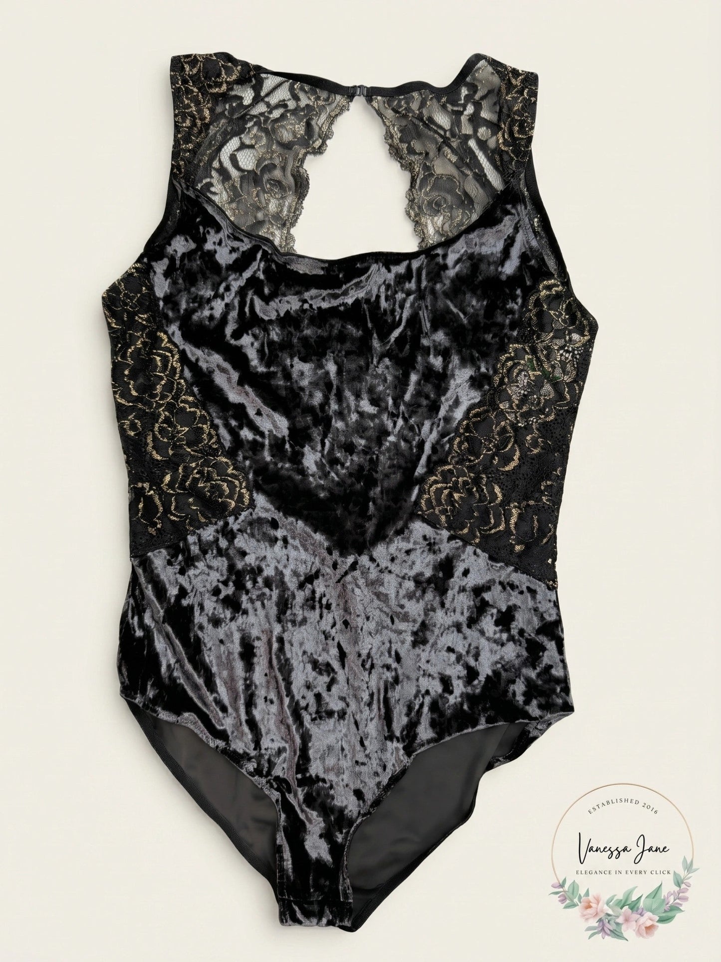 I.N.C. Women?s Velvet and Lace Bodysuit, Size Medium