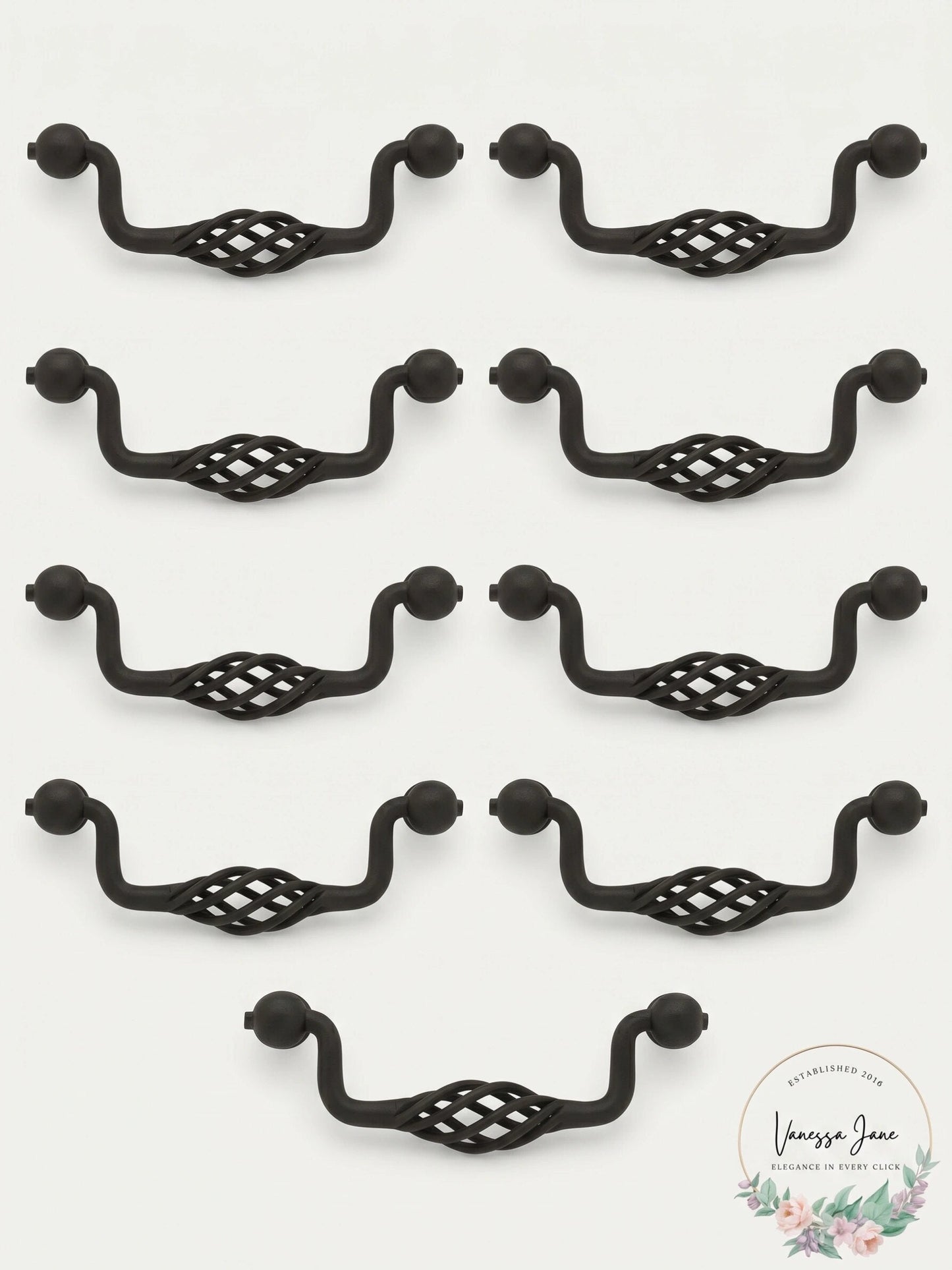 Lot of 7 Liberty Hardware PN0527 Forged Iron II 3-3/4 Inch Birdcage