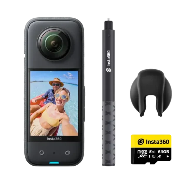 Kit Vlog Insta360 X3 64 Go - Caméra d'action 360 avec 360 5,7K, caméra mono-objectif 4K, étanche (Reconditionné)