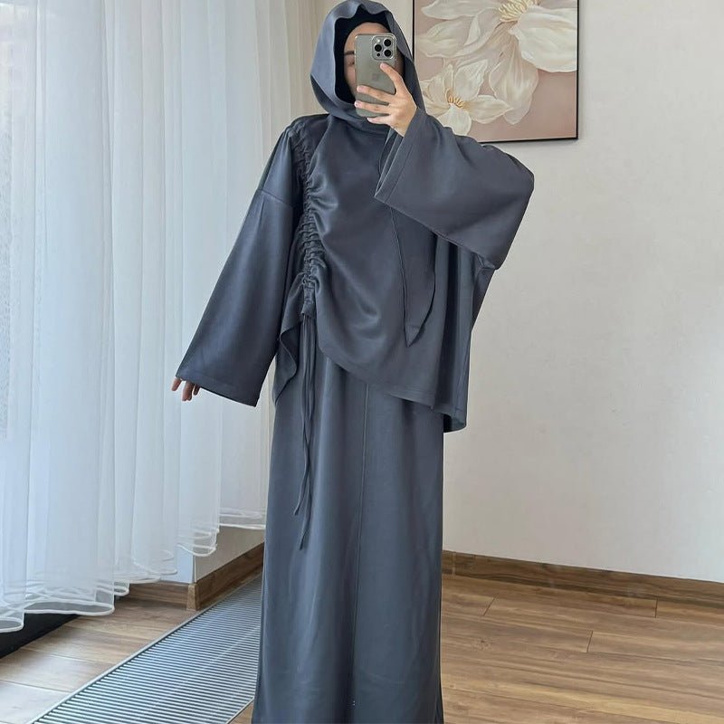 Integrated Hijab Hoodie & Maxi Skirt Set(MS194)