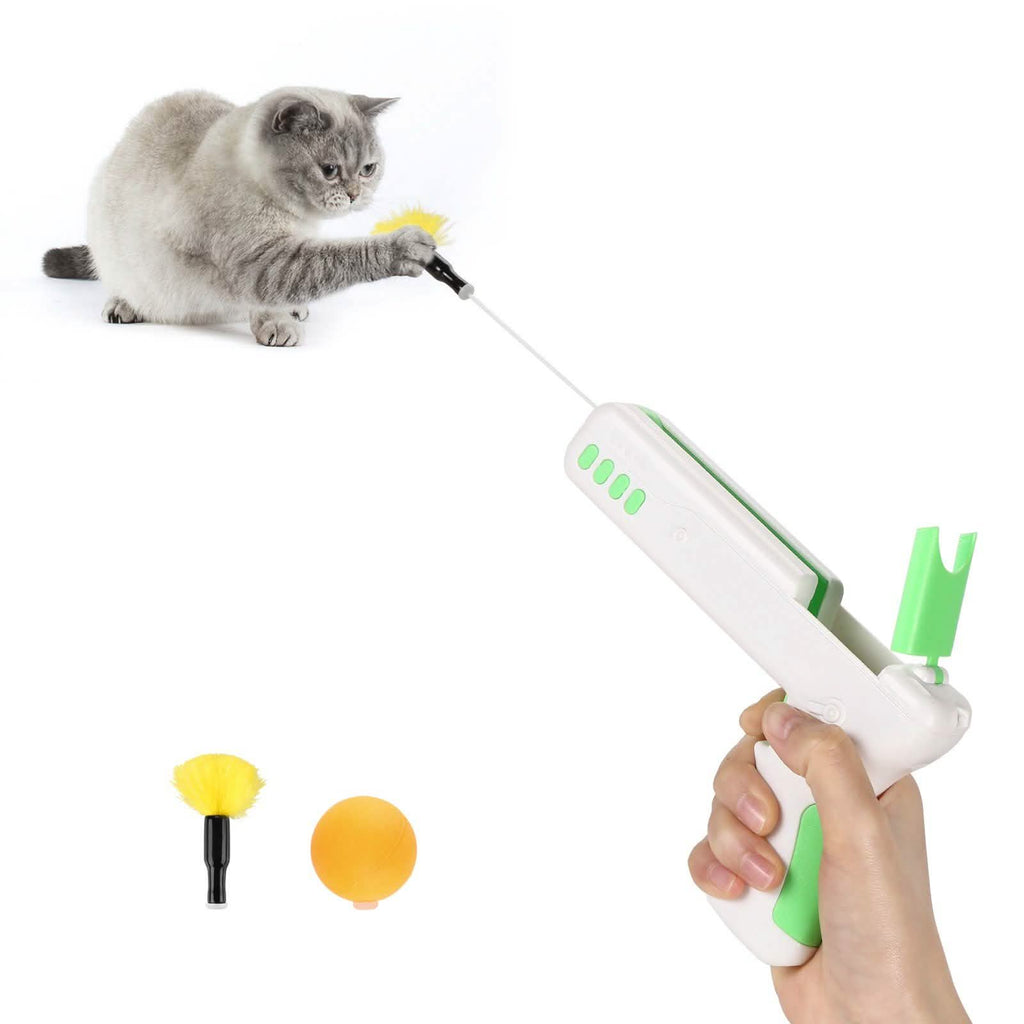 Pistolet-jouet interactif pour chat avec balle et plumes