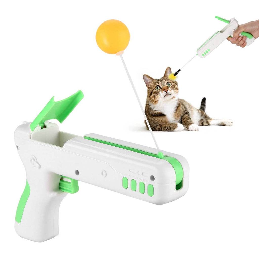 Pistolet-jouet interactif pour chat avec balle et plumes