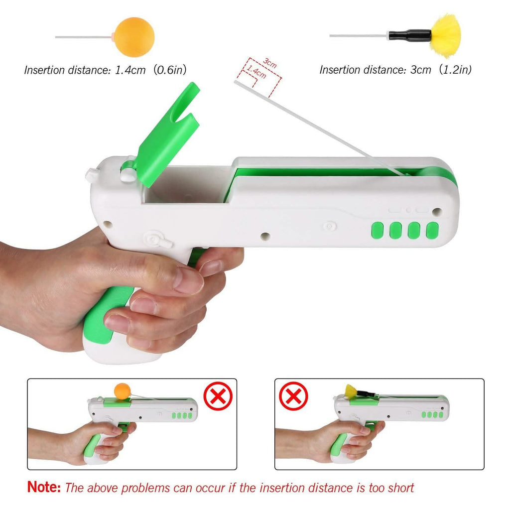 Pistolet-jouet interactif pour chat avec balle et plumes
