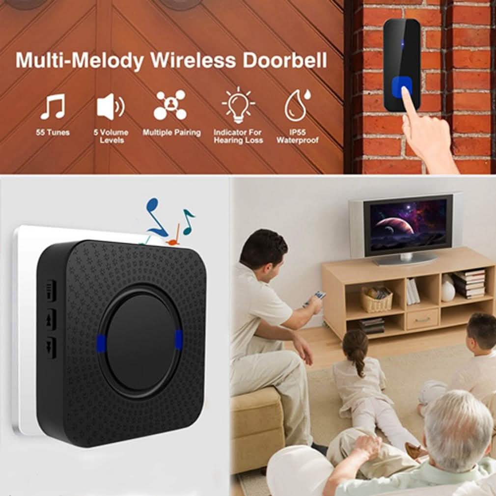 Sonnette sans fil à mélodies multiples et étanche IP55