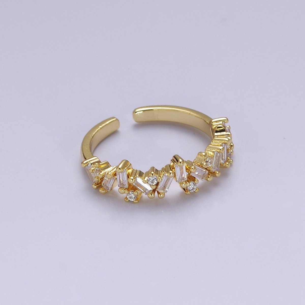 Irregular Baguette Color Stone Half Eternity Stackable Ring Stacking Gold Filled Bands Open Adjustable Ring O-2095 ~ O-2100