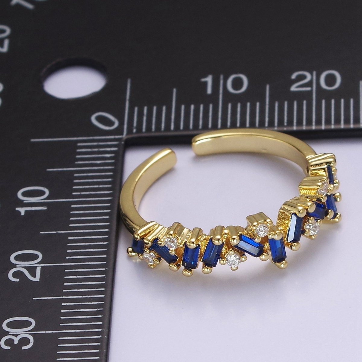 Irregular Baguette Color Stone Half Eternity Stackable Ring Stacking Gold Filled Bands Open Adjustable Ring O-2095 ~ O-2100