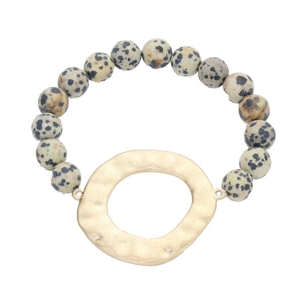 Irregular Charm Semi Precious Stone Beaded Stretch Bracelet