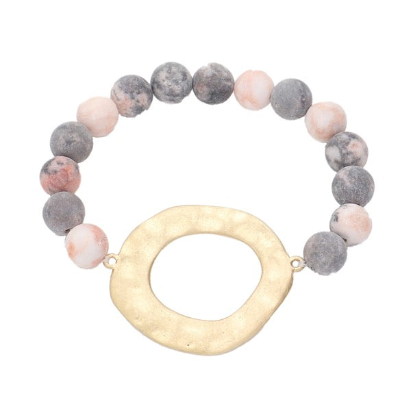 Irregular Charm Semi Precious Stone Beaded Stretch Bracelet