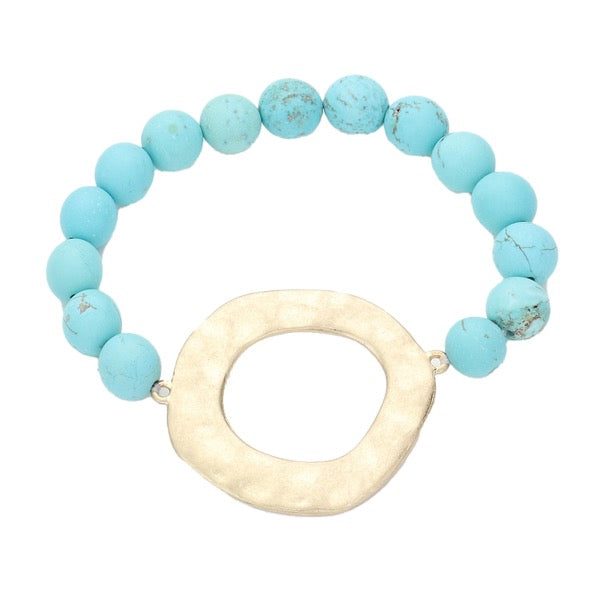 Irregular Charm Semi Precious Stone Beaded Stretch Bracelet