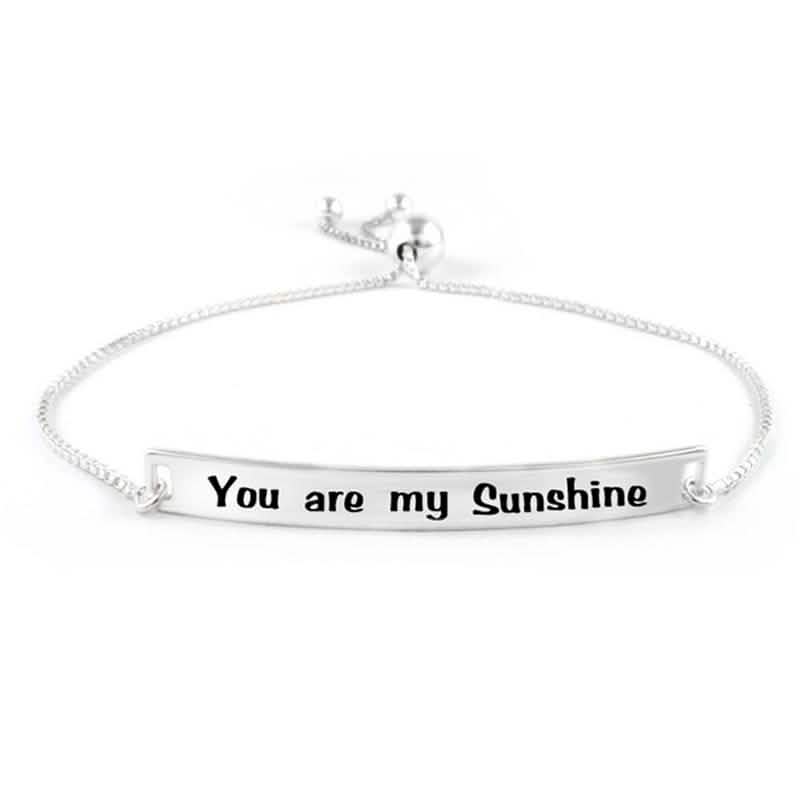 Bracelet réglable italien en argent sterling « You Are My Sunshine »
