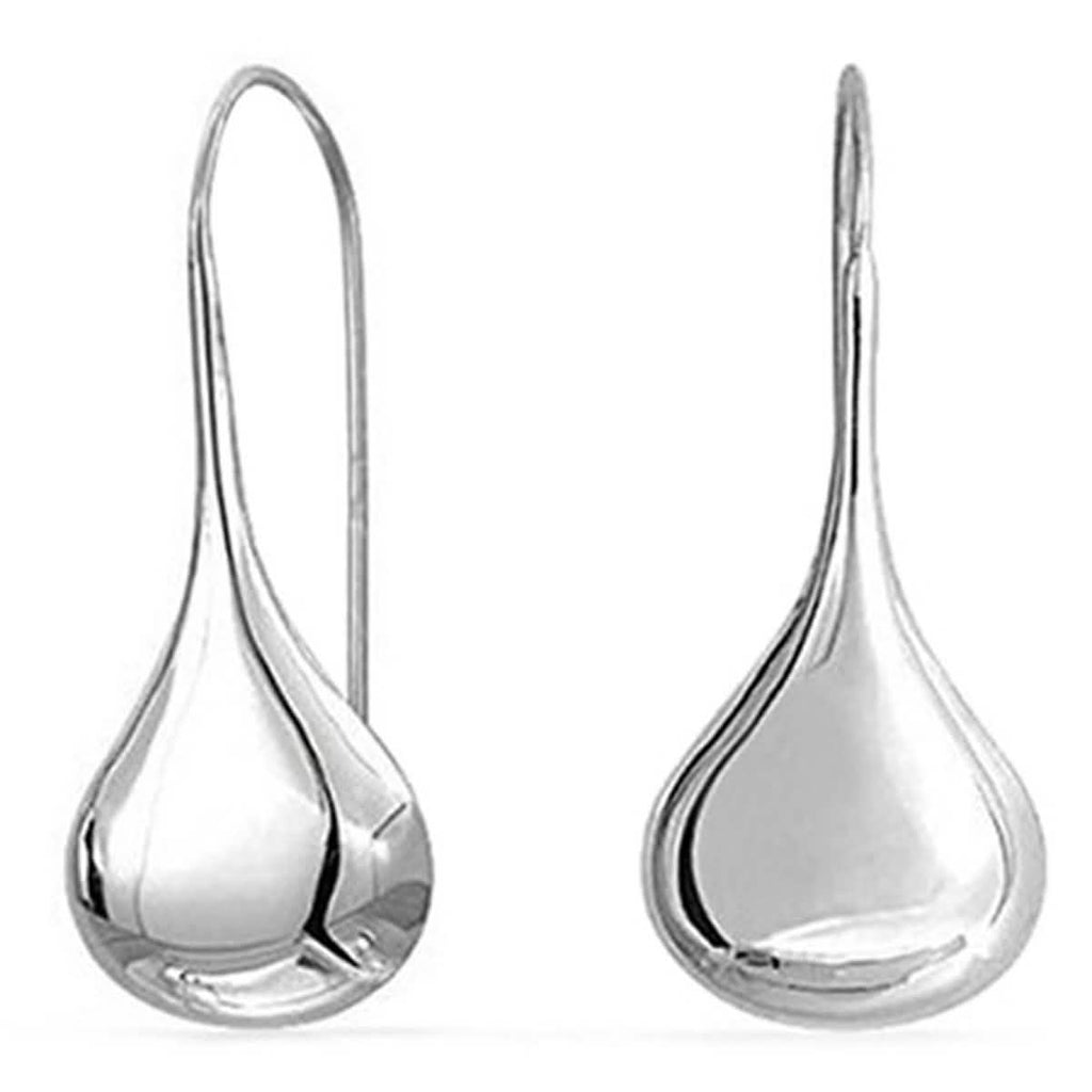 Boucles d'oreilles italiennes en argent sterling, forme goutte d'eau bombée