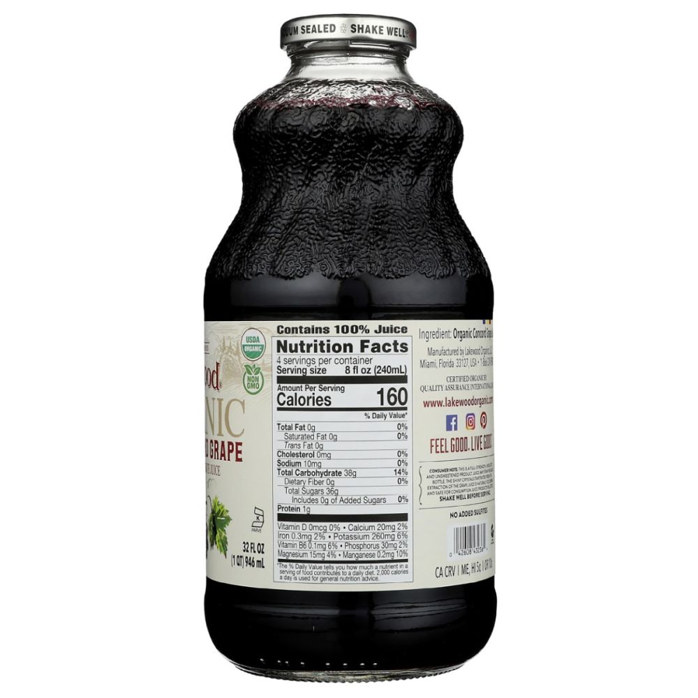 LAKEWOOD: Organic Concord Grape Juice, 32 fo