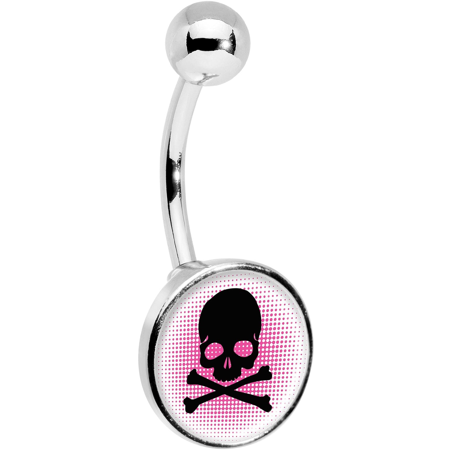Pink Black Skull Belly Ring