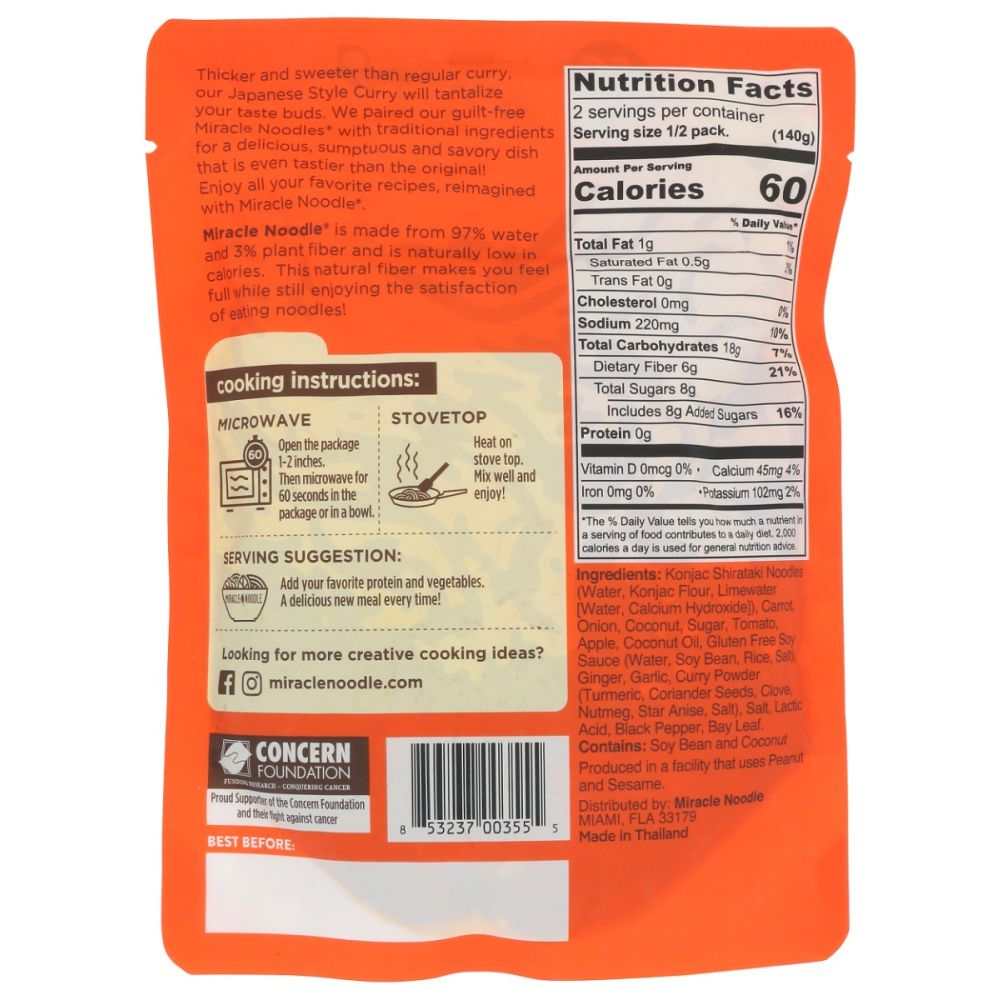 MIRACLE NOODLE: Ready To Eat Japanese Curry Noodles, 280 gm