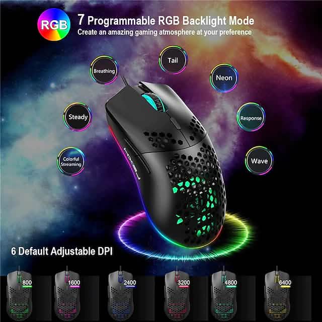 Souris de jeu filaire J900 Honeycomb Hollow