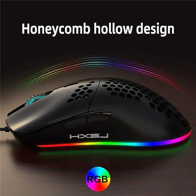 Souris de jeu filaire J900 Honeycomb Hollow
