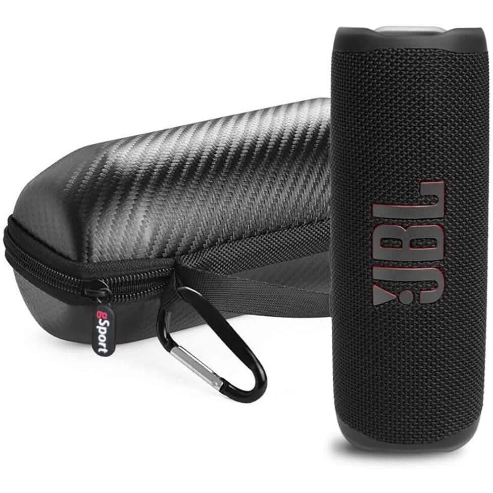JBL FLIP 6 Waterproof Portable Speaker Bundle with gSport Carbon Fiber Case (Black)  (Refurbished)