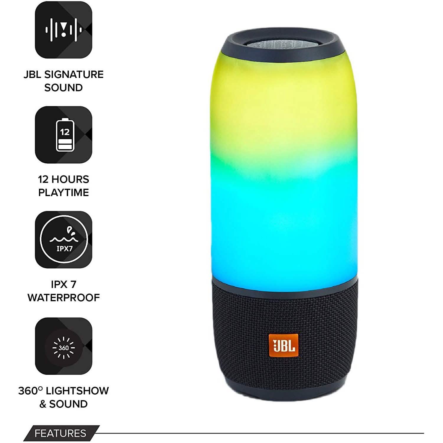 JBL Pulse 3 Wireless Bluetooth IPX7 Waterproof Speaker Black