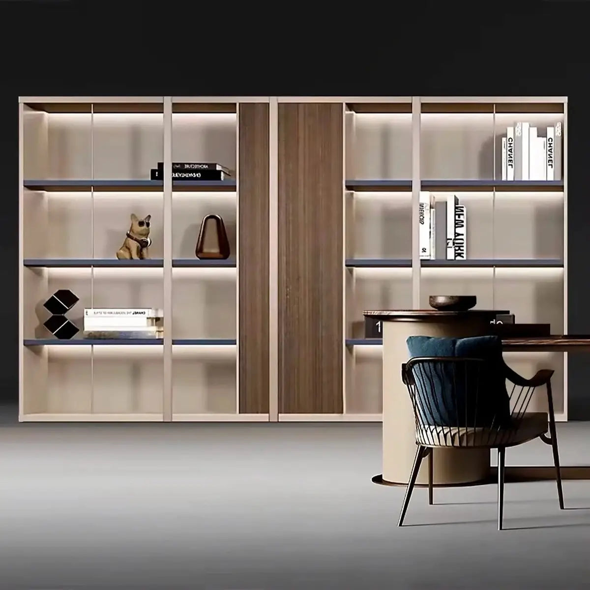 Norwyn · Office Shelves w/ Lighting & Closet