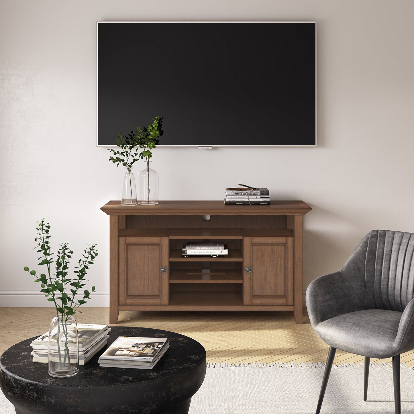 Amherst 54 Inch Wide Solid Wood TV Stand in Rustic