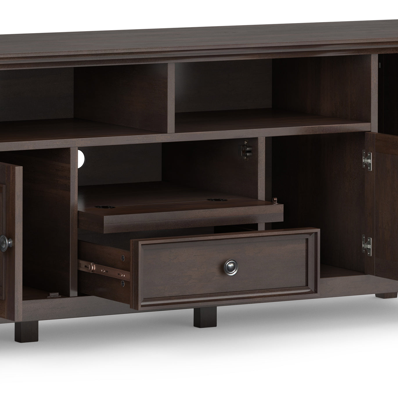 Amherst 72 Inch Wide Solid Wood TV Stand in Brunette