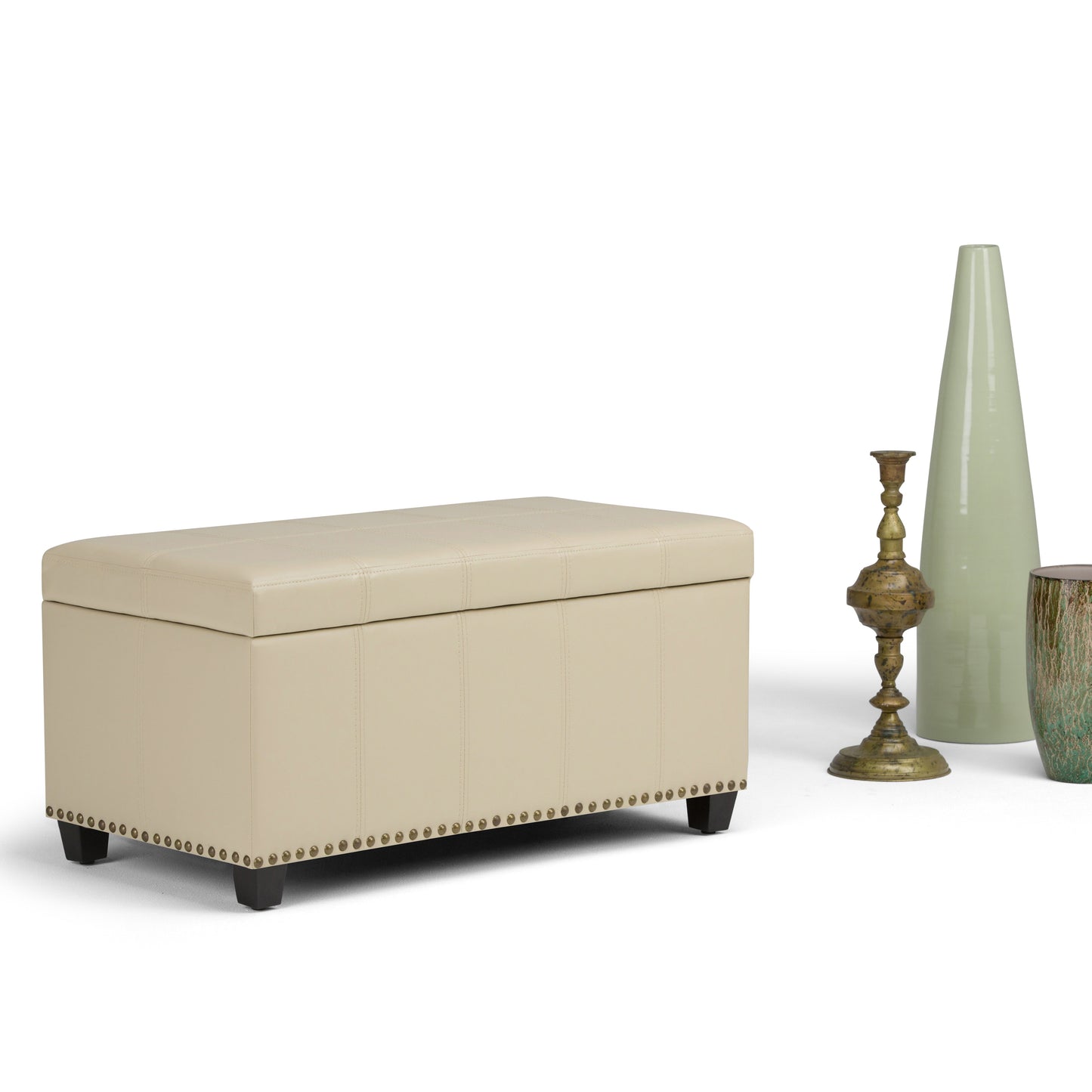 Amelia 33 Inch Wide Storage Ottoman Bench in Satin