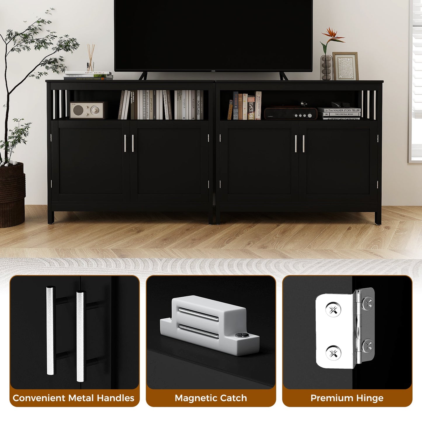 Kitchen Buffet Server Sideboard Storage Cabinet with 2 Doors and Shelf