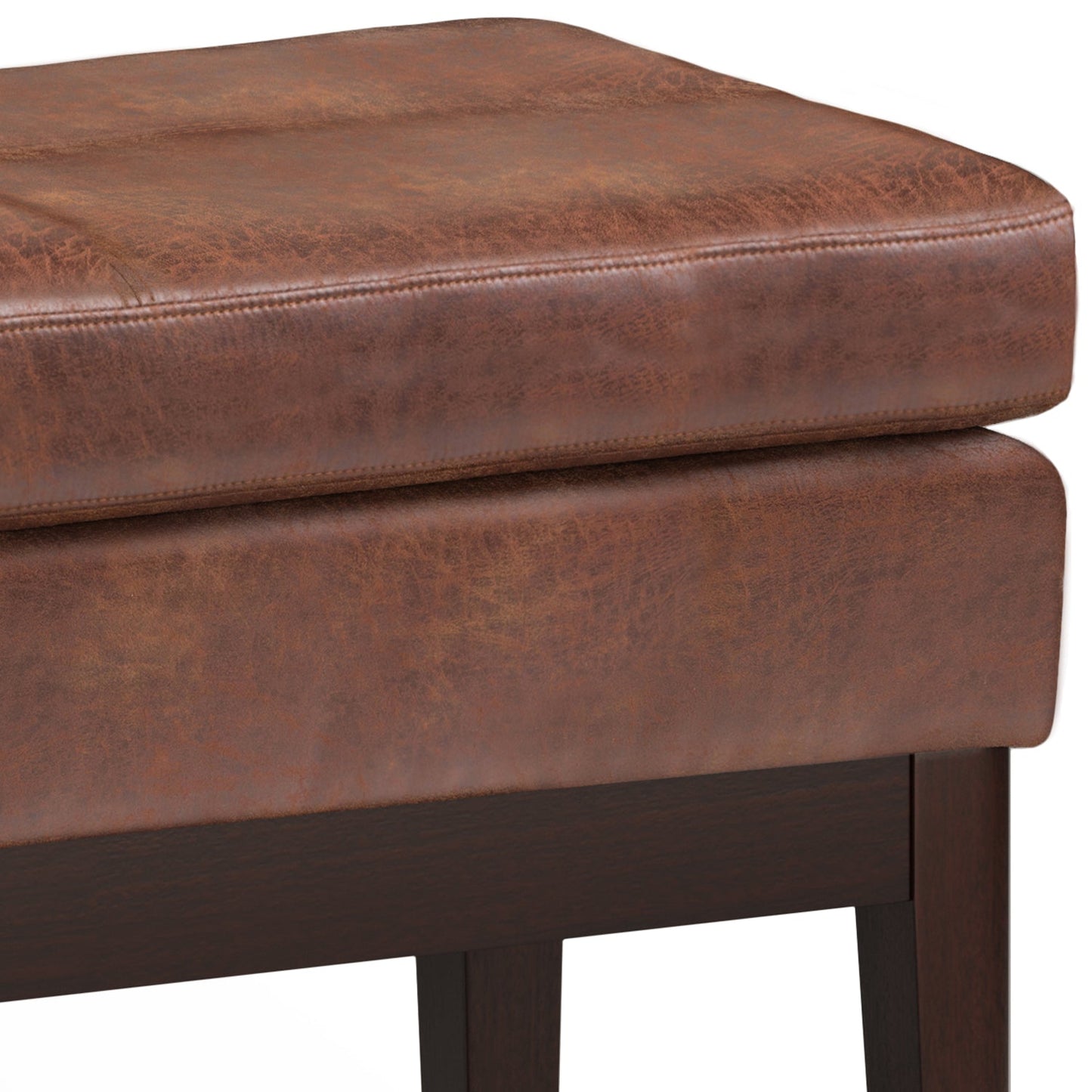 Carlson Small Ottoman Bench in Distressed Saddle